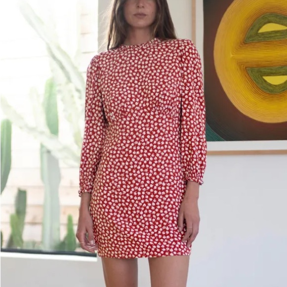 Reformation Leora Mini Red Floral Dress